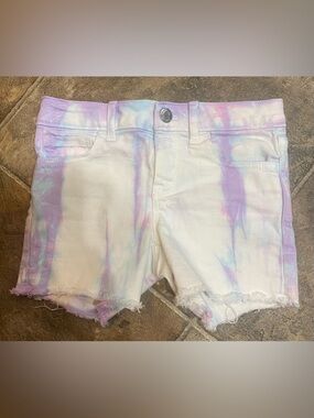 GAP Kids White Denim Tie-Dye Shorts with Pink & Purple